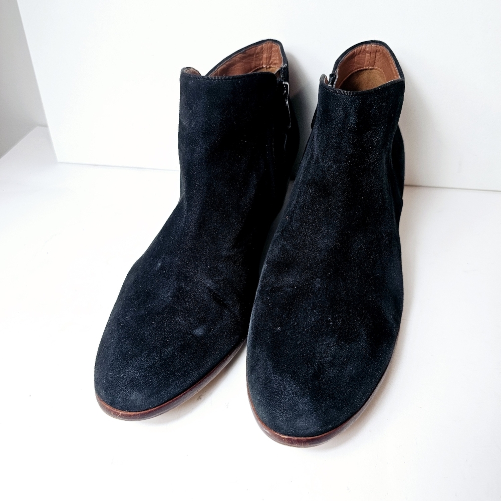 Sam Edelman Black Suede Low Heel Ankle Boot Size 12 - Picture 3 of 7